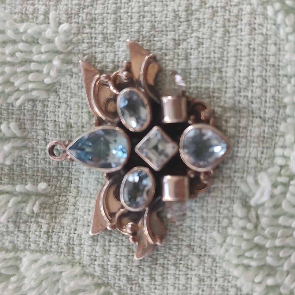 Herkimer Diamond & Aqua Marine Necklace Pendant